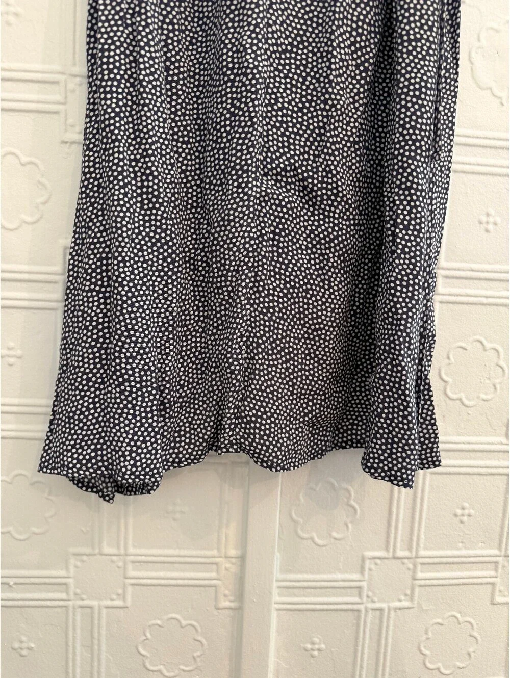 GAP Navy Blue Polka Dot Side Button Wrap Midi Dress S - Picture 7 of 12